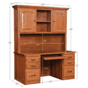 62" Traditional Desk With Hutch - Image 2
