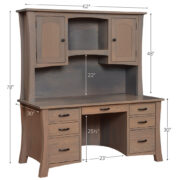 62" Jefferson Flat Top Desk With Hutch - Image 3