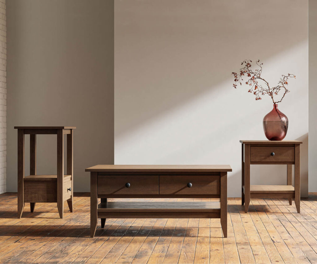 Living Room Furniture 17 Living room furniture occasional tables with wood coffee table and matching end tables.