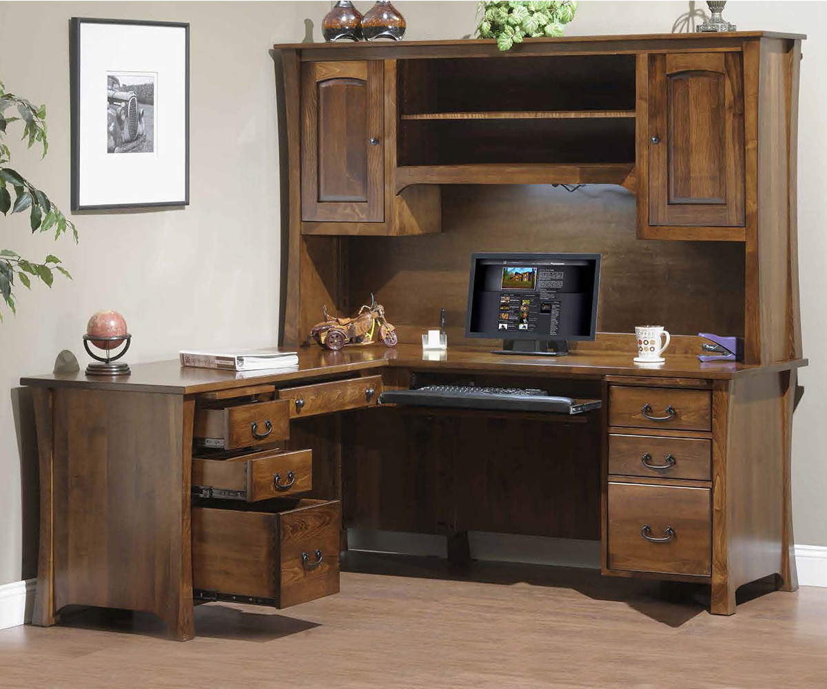 Woodbury L-Desk With Hutch 1 Woodbury L-Desk With Hutch